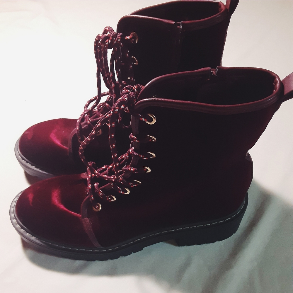 Forever 21 Red Velvet Boots.